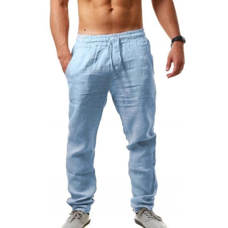 Primadon Hosen Blau / M Malte | Atmungsaktive Leinenhose für Herren Sommer