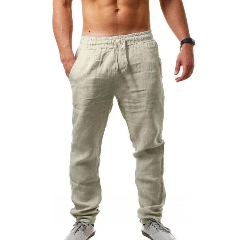 Primadon Hosen Khaki / S Malte | Atmungsaktive Leinenhose für Herren Sommer