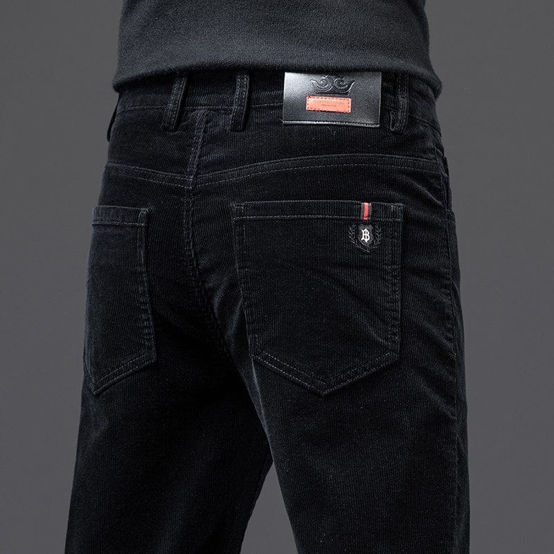 Primadon Hosen Schwarz / 28 Benedikt | Elegante Cordhose für Herren mit Stretchkomfort