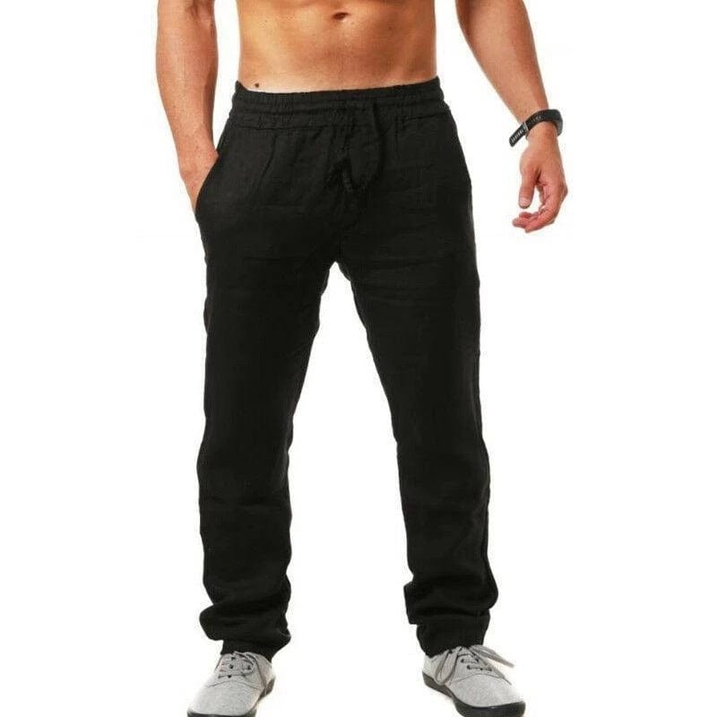 Primadon Hosen Schwarz / M Malte | Atmungsaktive Leinenhose für Herren Sommer