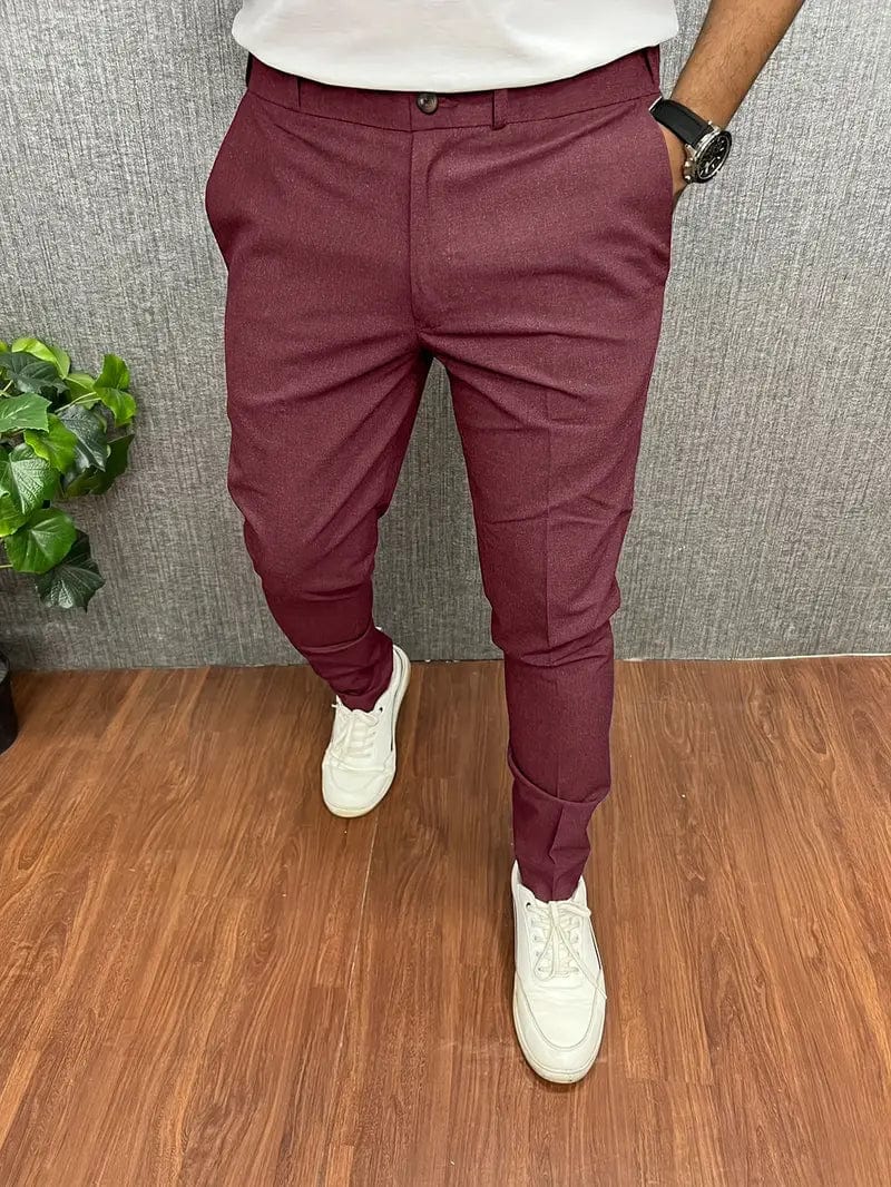 Primadon Hosenanzug Burgund / XS Damian | Elegante Herren Anzughose Schwarz Slim Fit