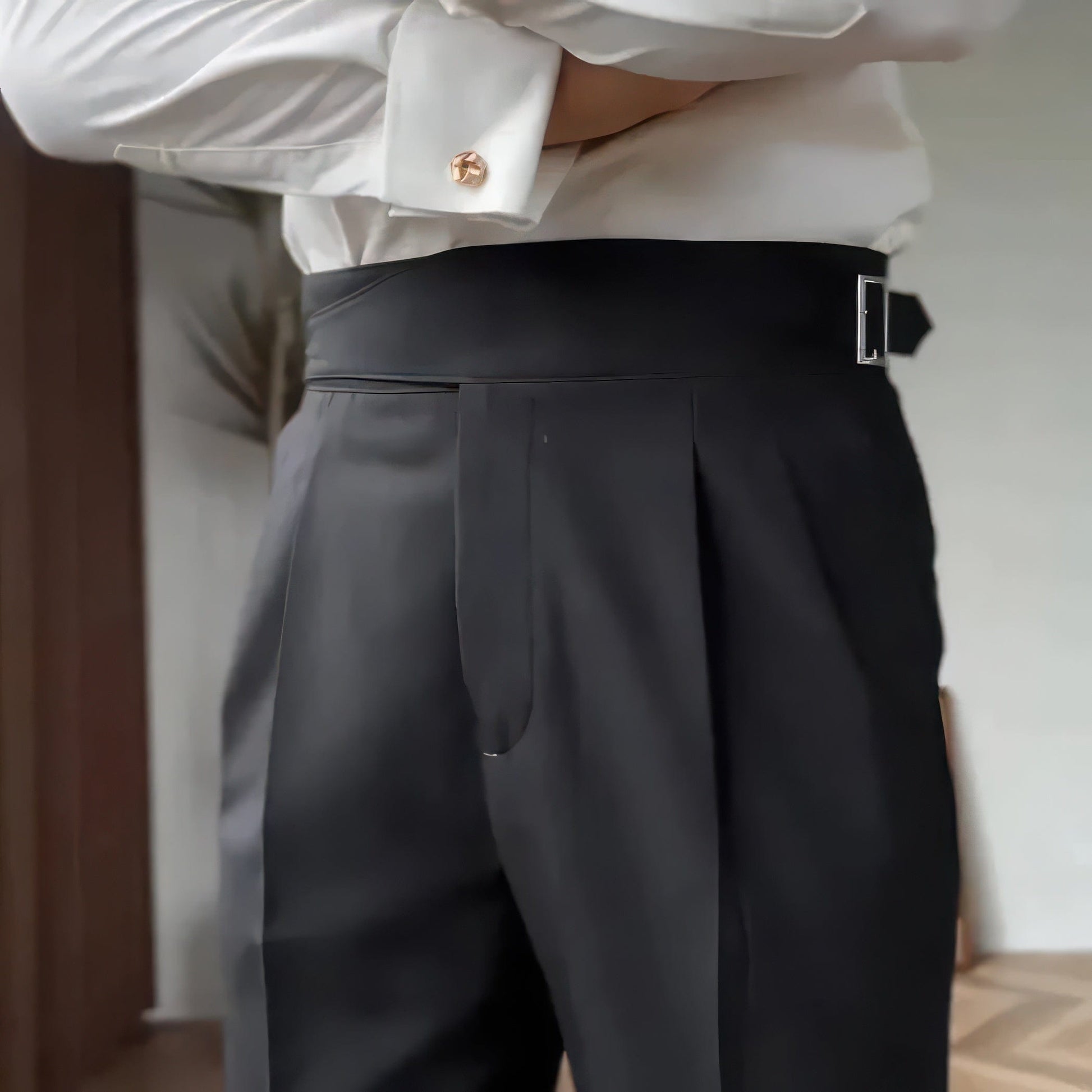 Primadon Hosenanzug Felix elegante Hochbundhose für Herren Wollmischung
