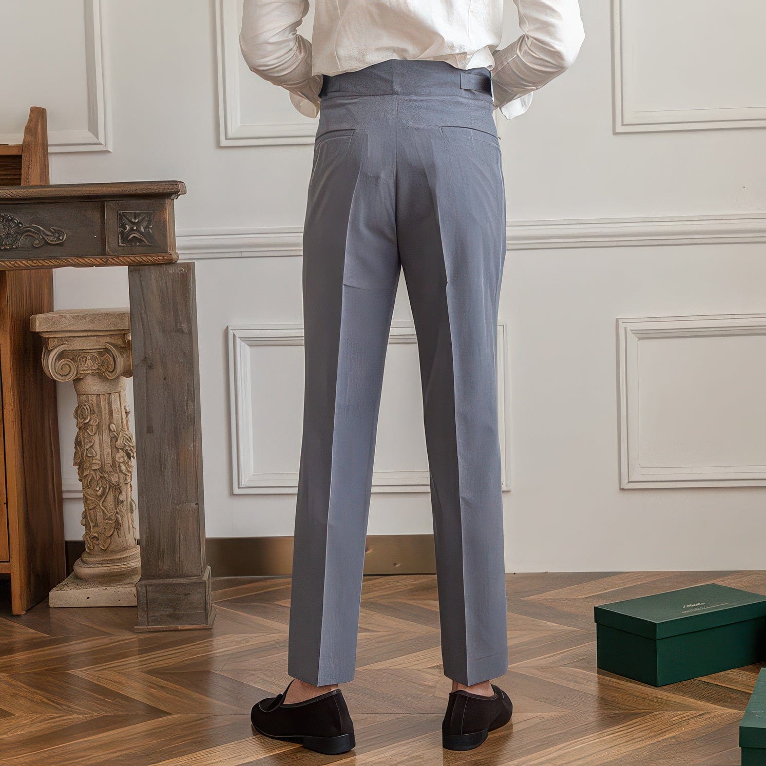 Primadon Hosenanzug Felix elegante Hochbundhose für Herren Wollmischung