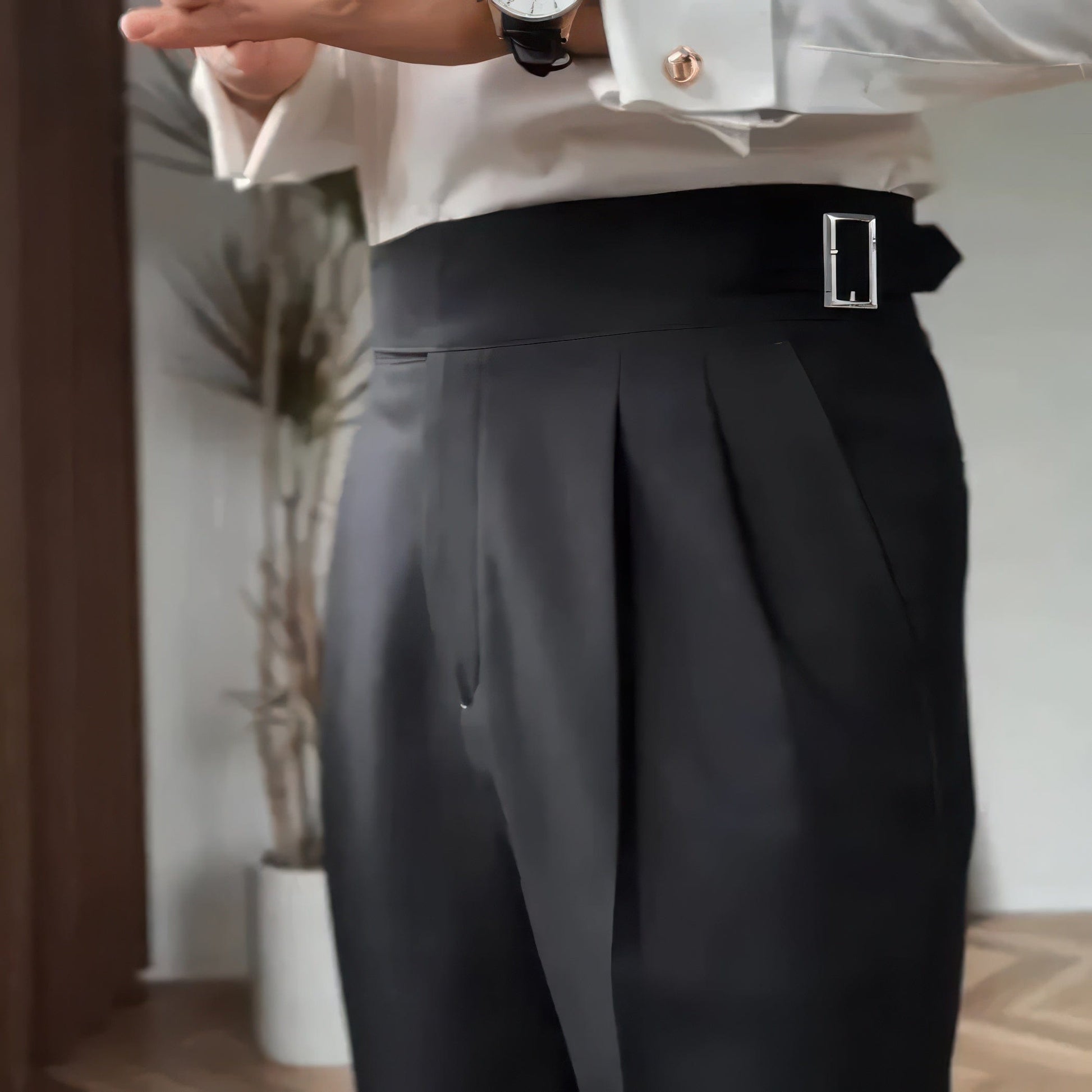 Primadon Hosenanzug Schwarz / 28 Felix elegante Hochbundhose für Herren Wollmischung