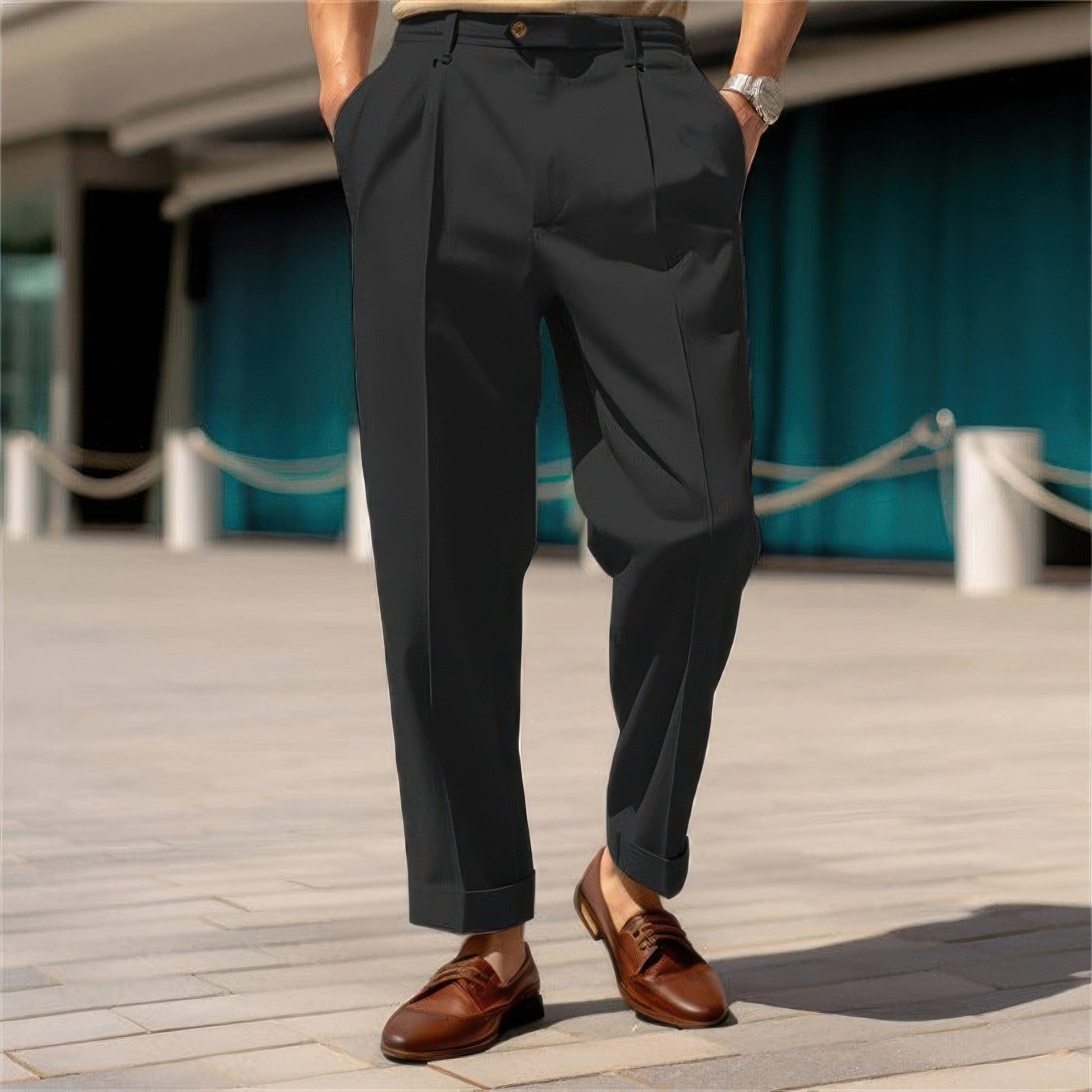 Primadon Hosenanzug Schwarz / S Matteo elegante Anzughose für Herren gerade Schnitt