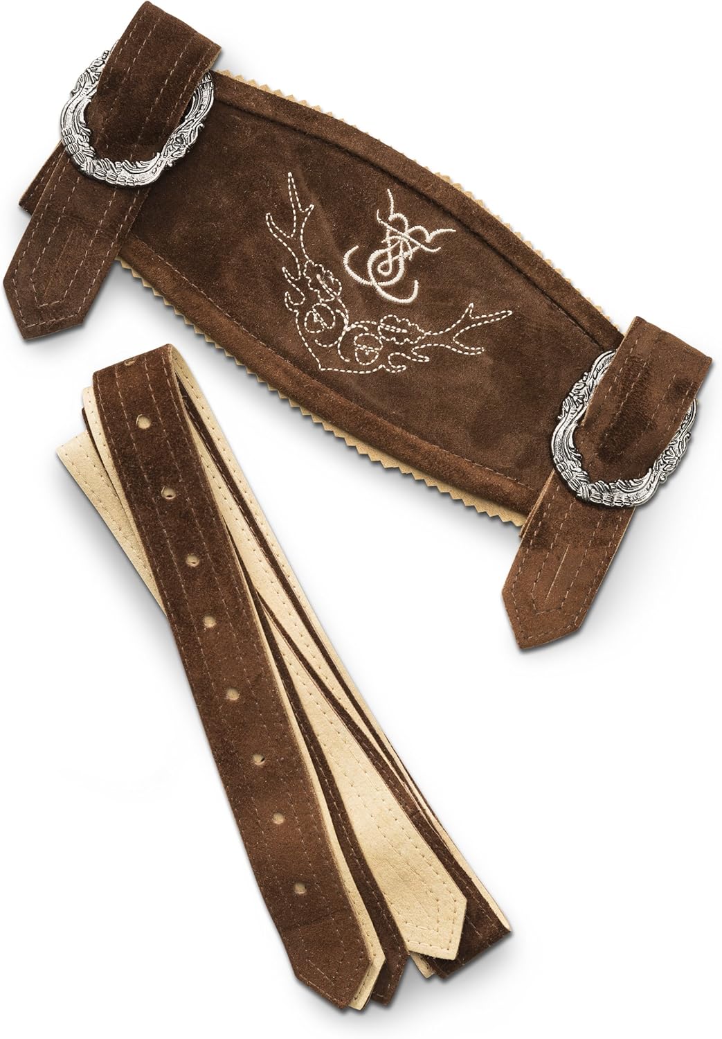 Primadon Hosenträger Braun / 46-48 Leon | Elegante Lederhosenträger für Herren Unisex