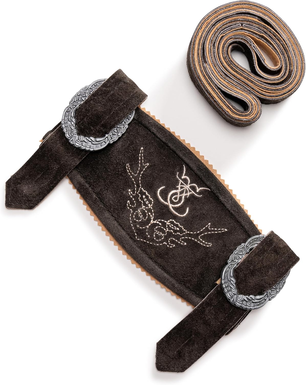 Primadon Hosenträger Default Anton | Elegante Hosenträger aus Leder für Herren Trachten