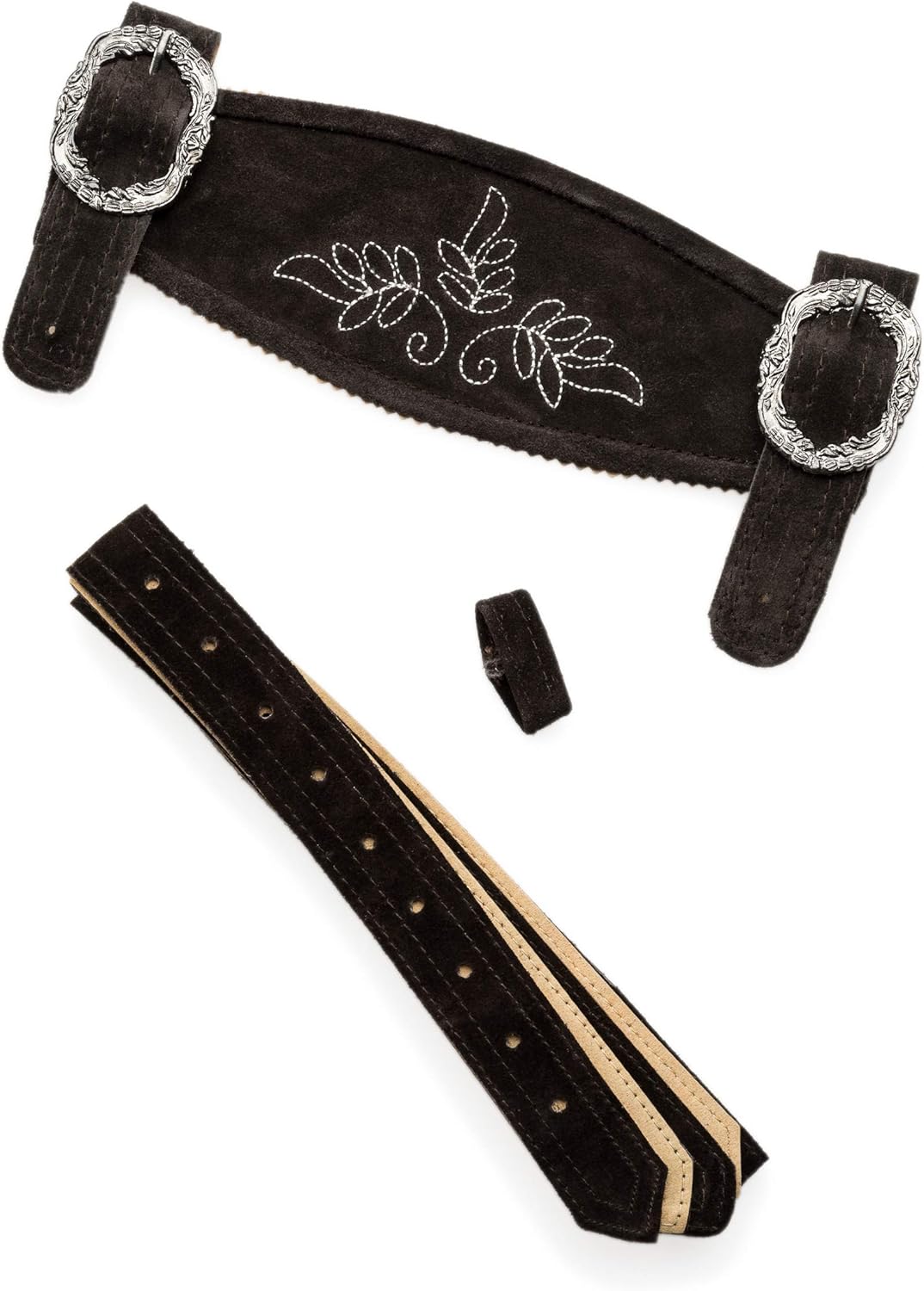Primadon Hosenträger Dunkelbraun Feldberg / 46-48 Leon | Elegante Lederhosenträger für Herren Unisex