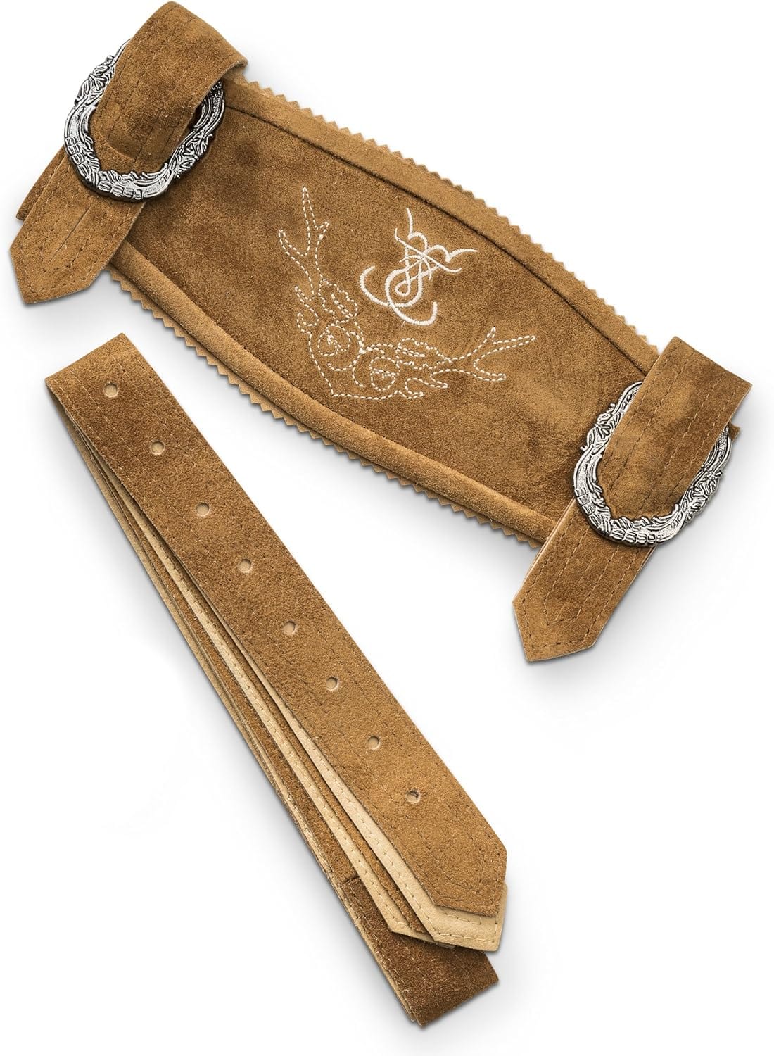 Primadon Hosenträger Hellbraun / 46-48 Leon | Elegante Lederhosenträger für Herren Unisex