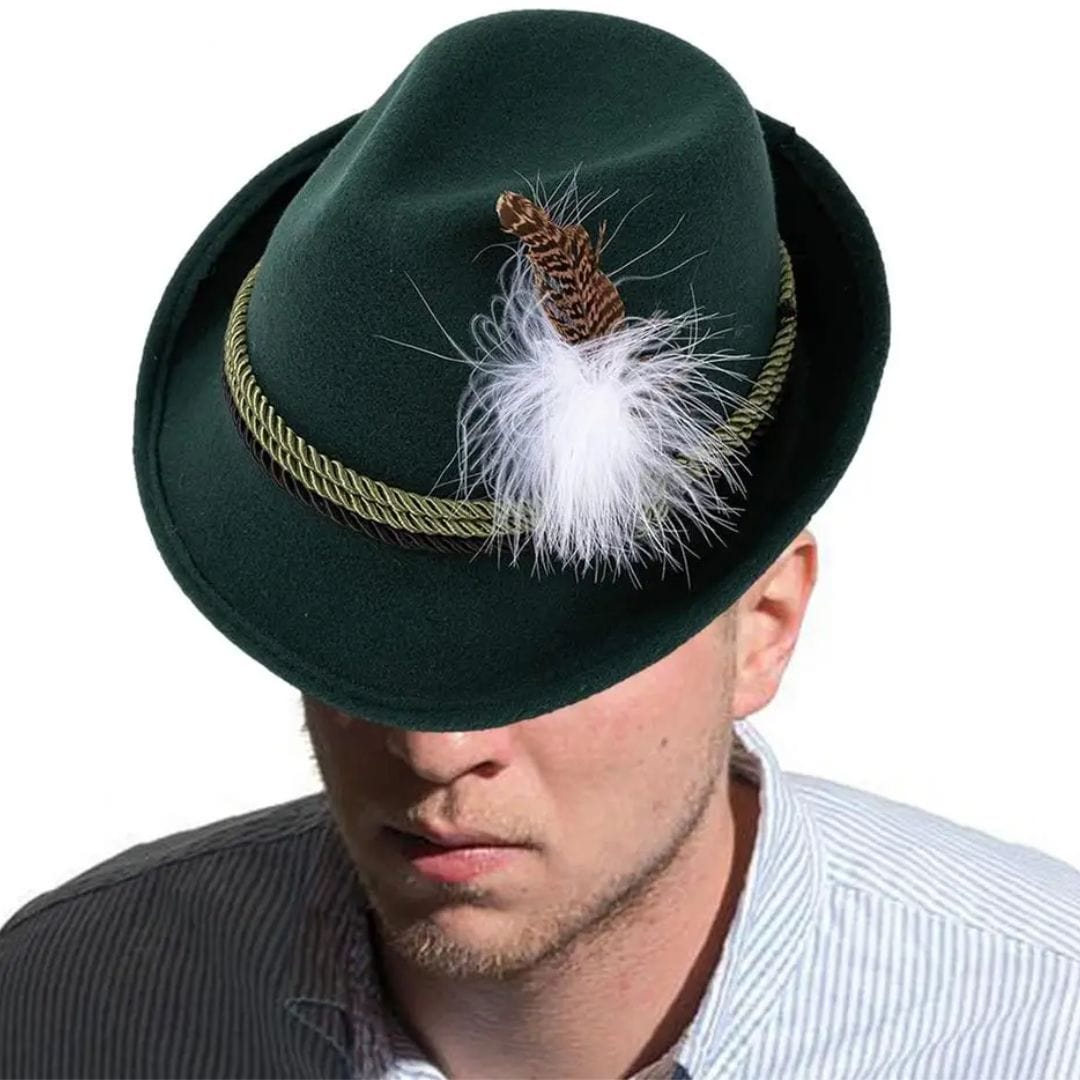 Primadon Hüte Dunkelgrün Kenneth | Traditioneller Trachtenhut für Herren Oktoberfest