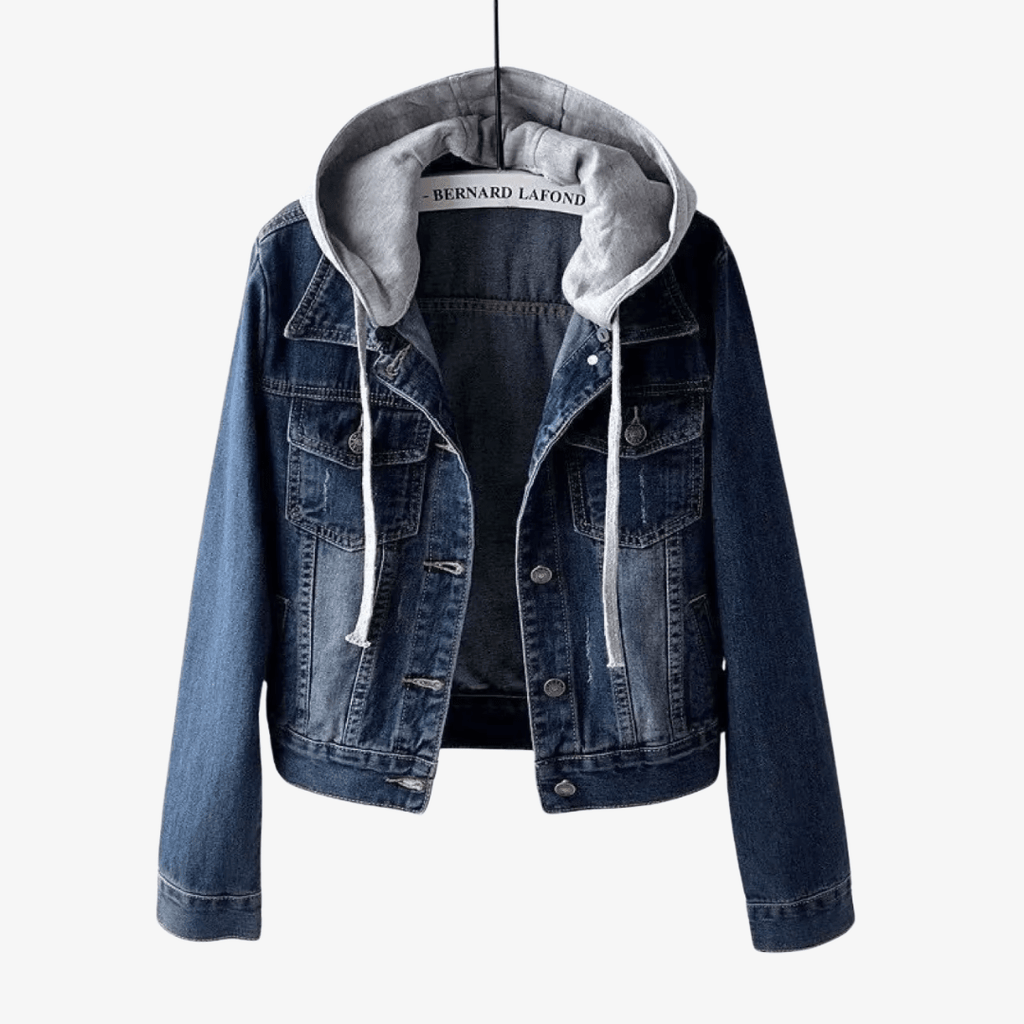 Primadon Jacken Blau / S Stylische Jeansjacke für Damen verkürzt mit Kapuze aus hochwertigem Denim vielseitig
