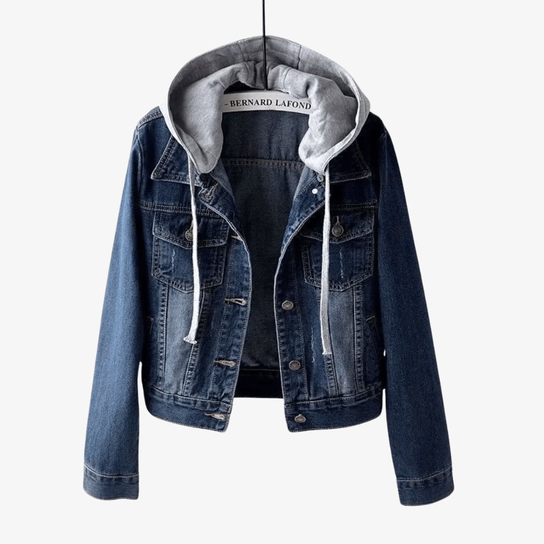 Primadon Jacken Blau / S Stylische Jeansjacke für Damen verkürzt mit Kapuze aus hochwertigem Denim vielseitig