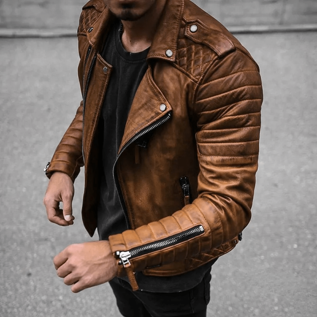Primadon Jacken Braun / S Leon | Modische Bikerjacke für Herren wasserdicht