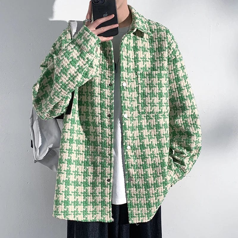 Primadon Jacken Grün / S Andreas | Elegante Houndstooth-Jacke für Herren Winter