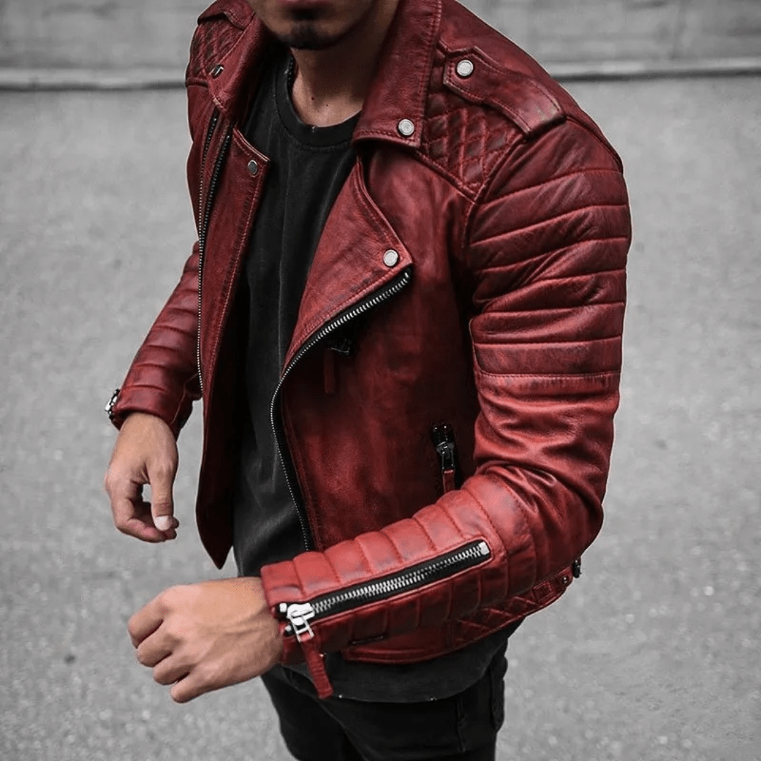 Primadon Jacken Rot / S Leon | Modische Bikerjacke für Herren wasserdicht