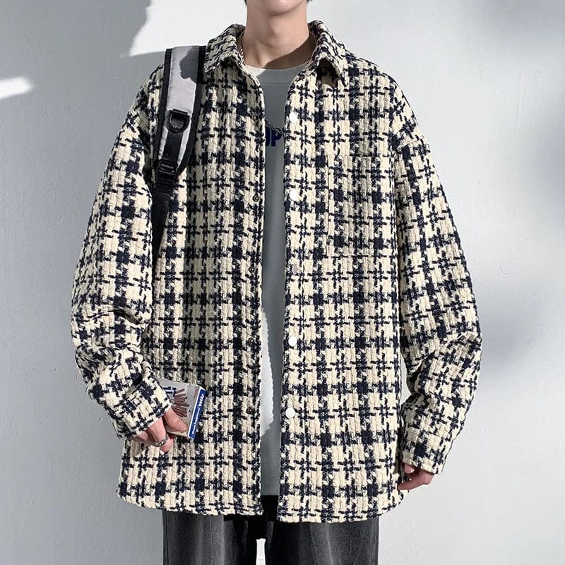 Primadon Jacken Schwarz / S Andreas | Elegante Houndstooth-Jacke für Herren Winter