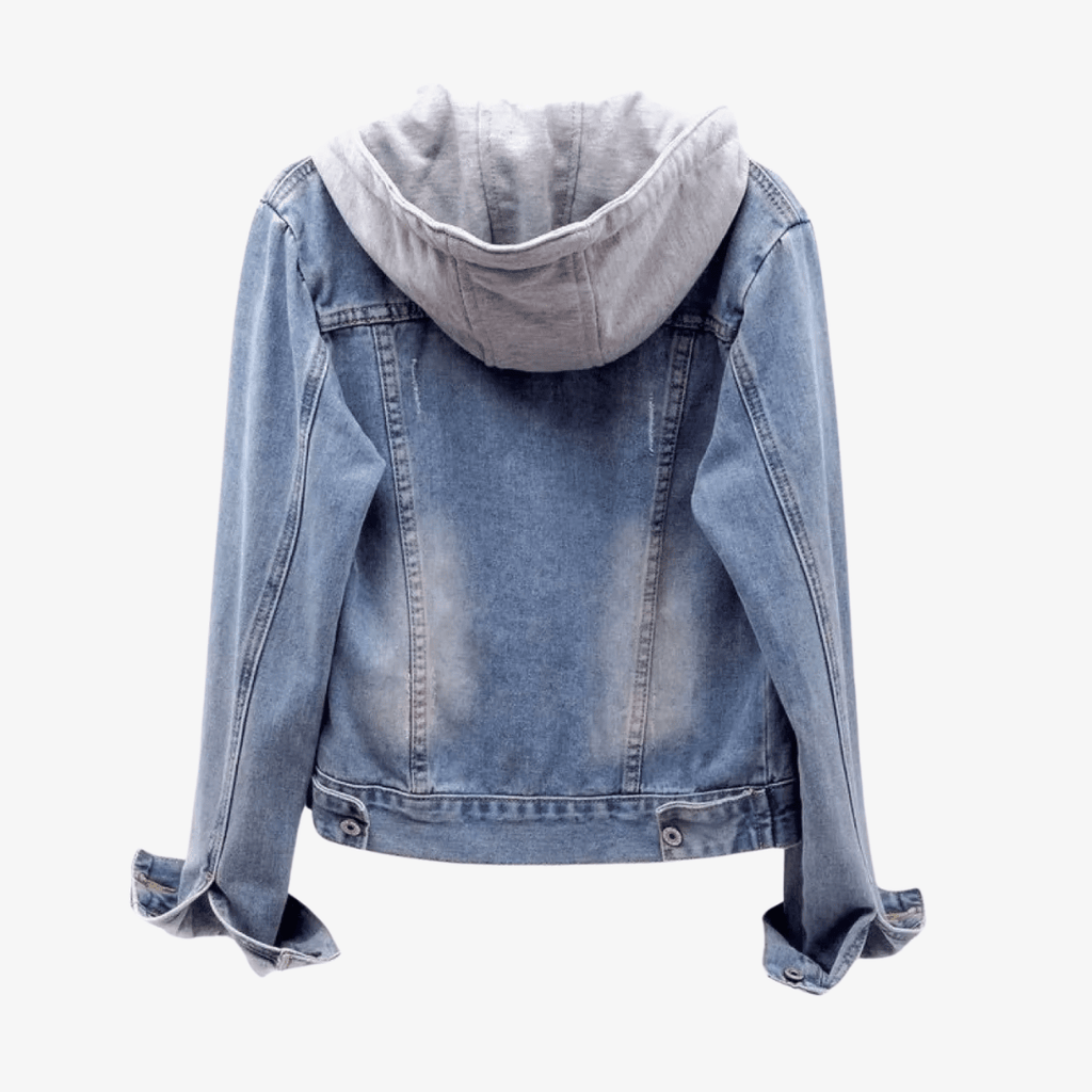 Primadon Jacken Stylische Jeansjacke für Damen verkürzt mit Kapuze aus hochwertigem Denim vielseitig