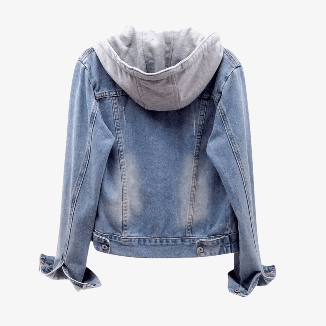 Primadon Jacken Stylische Jeansjacke für Damen verkürzt mit Kapuze aus hochwertigem Denim vielseitig