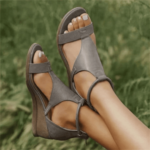 Primadon Keilabsätze Sandalen Grau / 35 Sara | leichte Keilsandalen für Damen Sommer