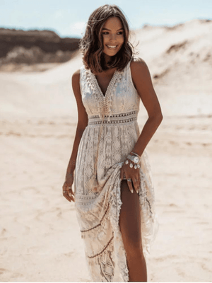 Primadon Kleider Beige / S Sienna | luftiges Spitzenkleid für Damen boho
