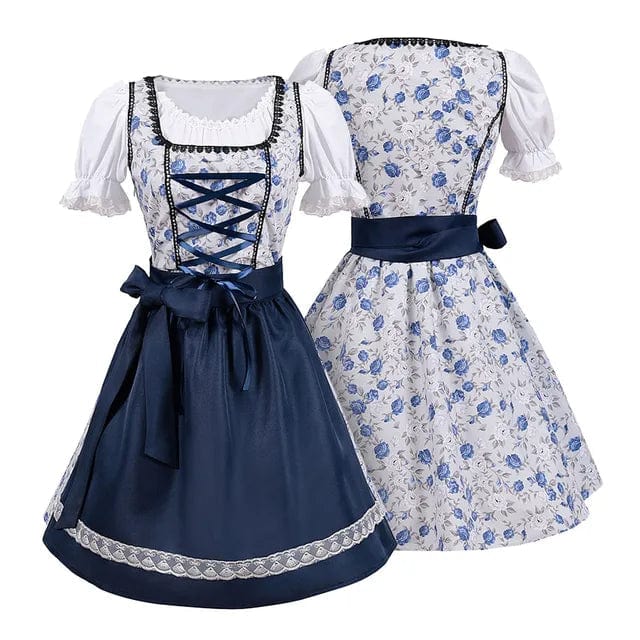 Primadon Kleider Blau / S Anna | Elegantes Dirndl Kleid für Damen Oktoberfest