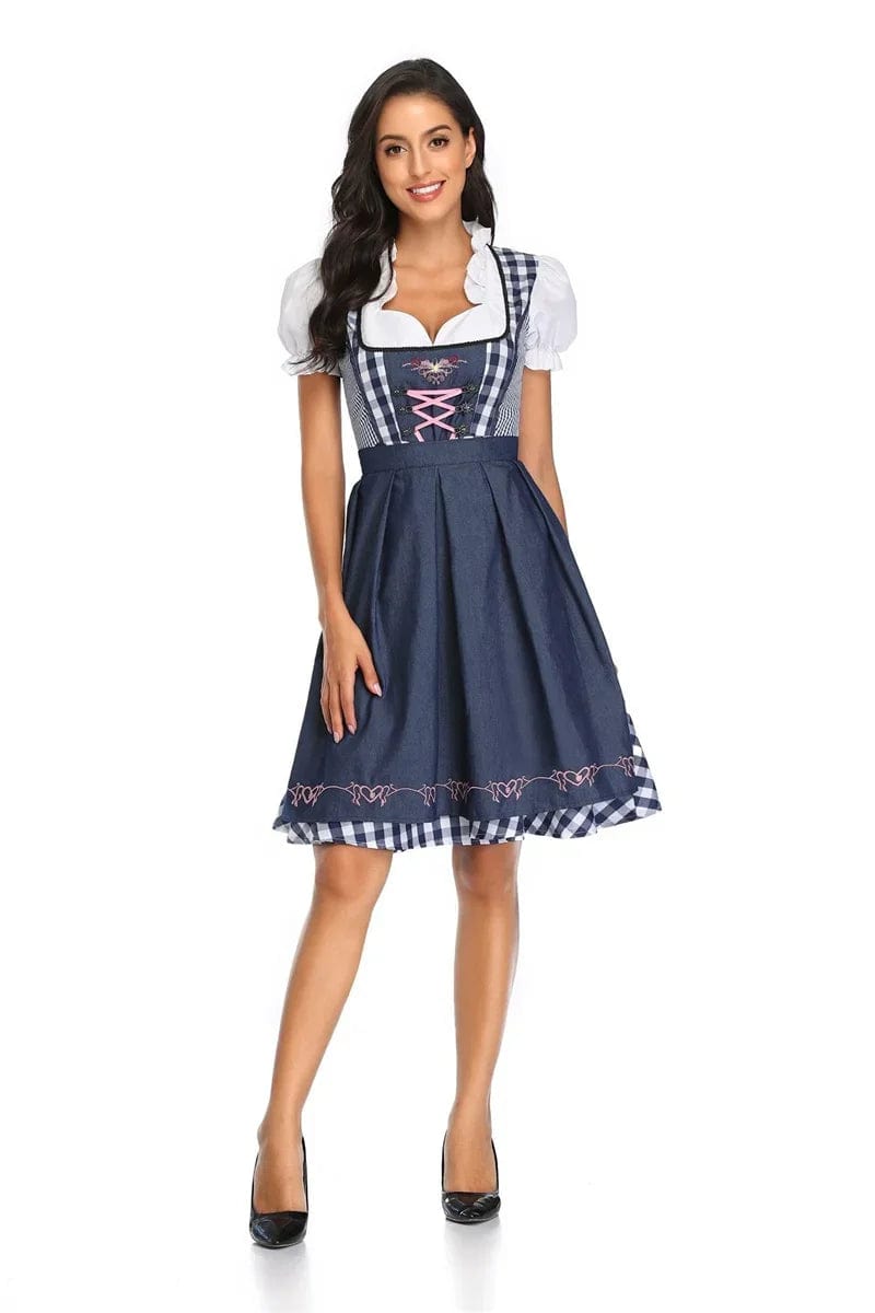 Primadon Kleider Blau / S Ida | Traditionelles Dirndlkleid für Damen Oktoberfest