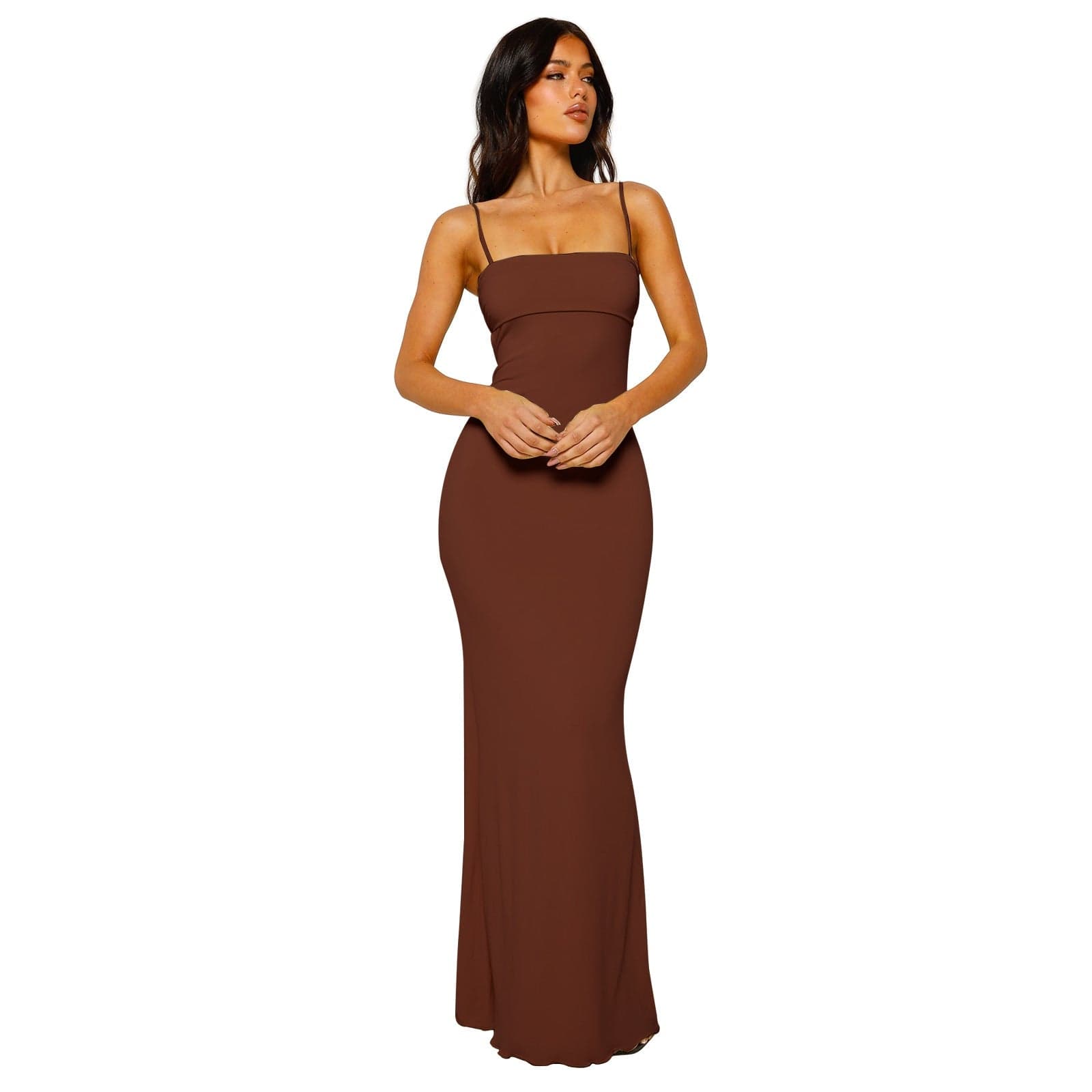 Primadon Kleider Braun / S Clara | Elegantes Maxikleid für Damen Festlich Schwarz