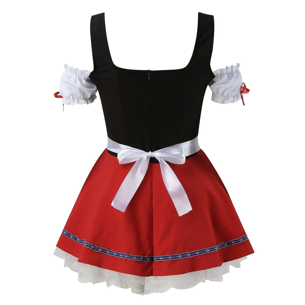 Primadon Kleider Clara | Verspielt Rot Dirndl Kleid für Damen kurz