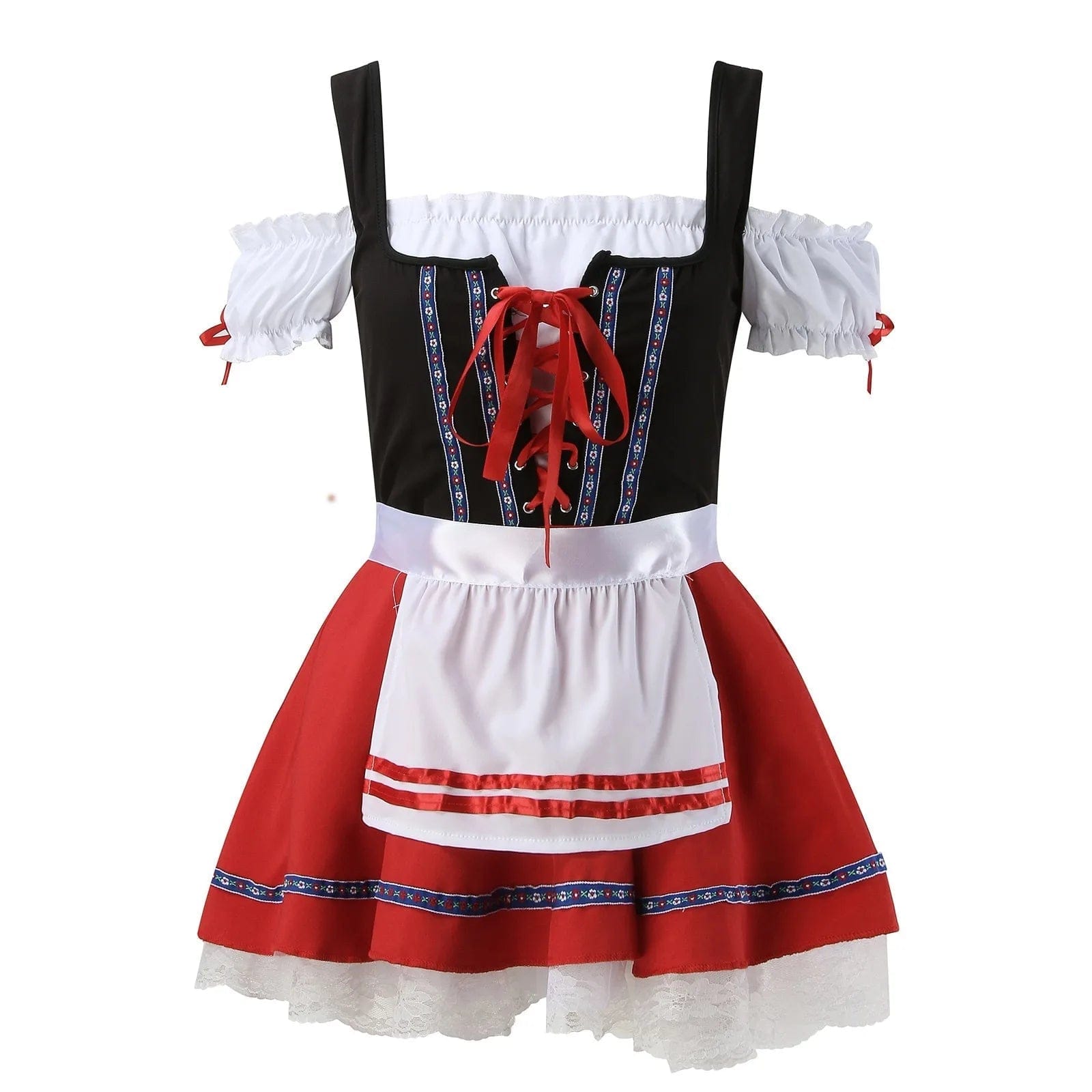 Primadon Kleider Clara | Verspielt Rot Dirndl Kleid für Damen kurz