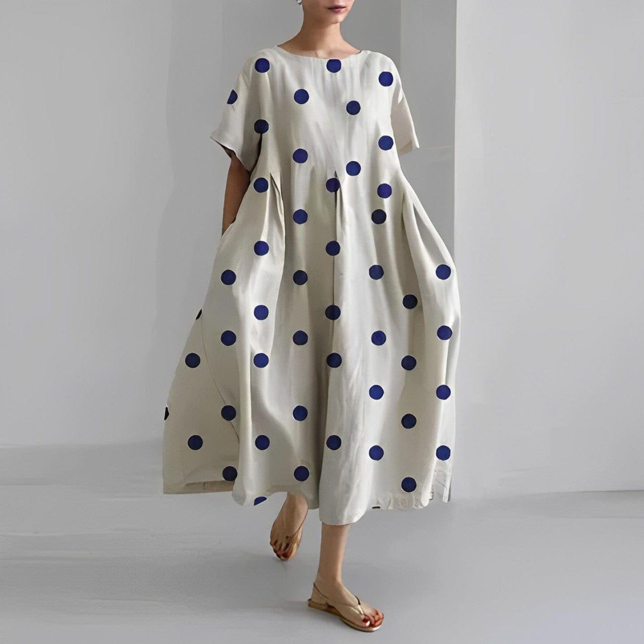 Primadon Kleider Creme / S Ronja | Lässiges Bedrucktes Kleid für Damen Sommer