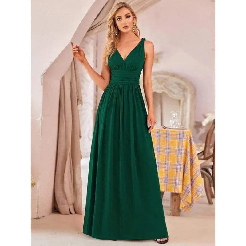 Primadon Kleider Dunkelgrün / 32 Selina | fließendes Maxikleid für Damen ärmellos