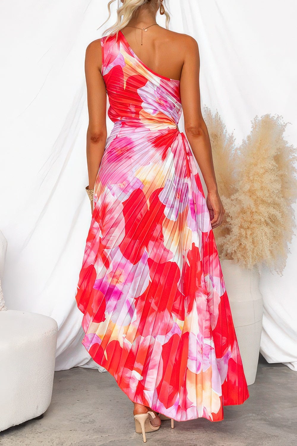 Primadon Kleider Eliane plissiertes One-Shoulder Kleid für Damen Sommer