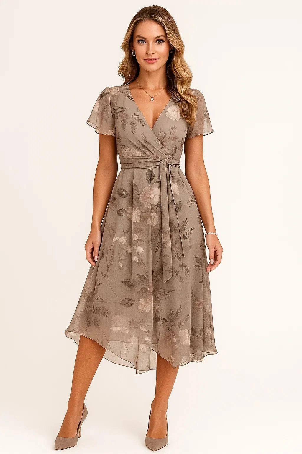 Primadon Kleider für Frauen Beige / XS Noemi elegantes Wickelkleid für Damen atmungsaktiv