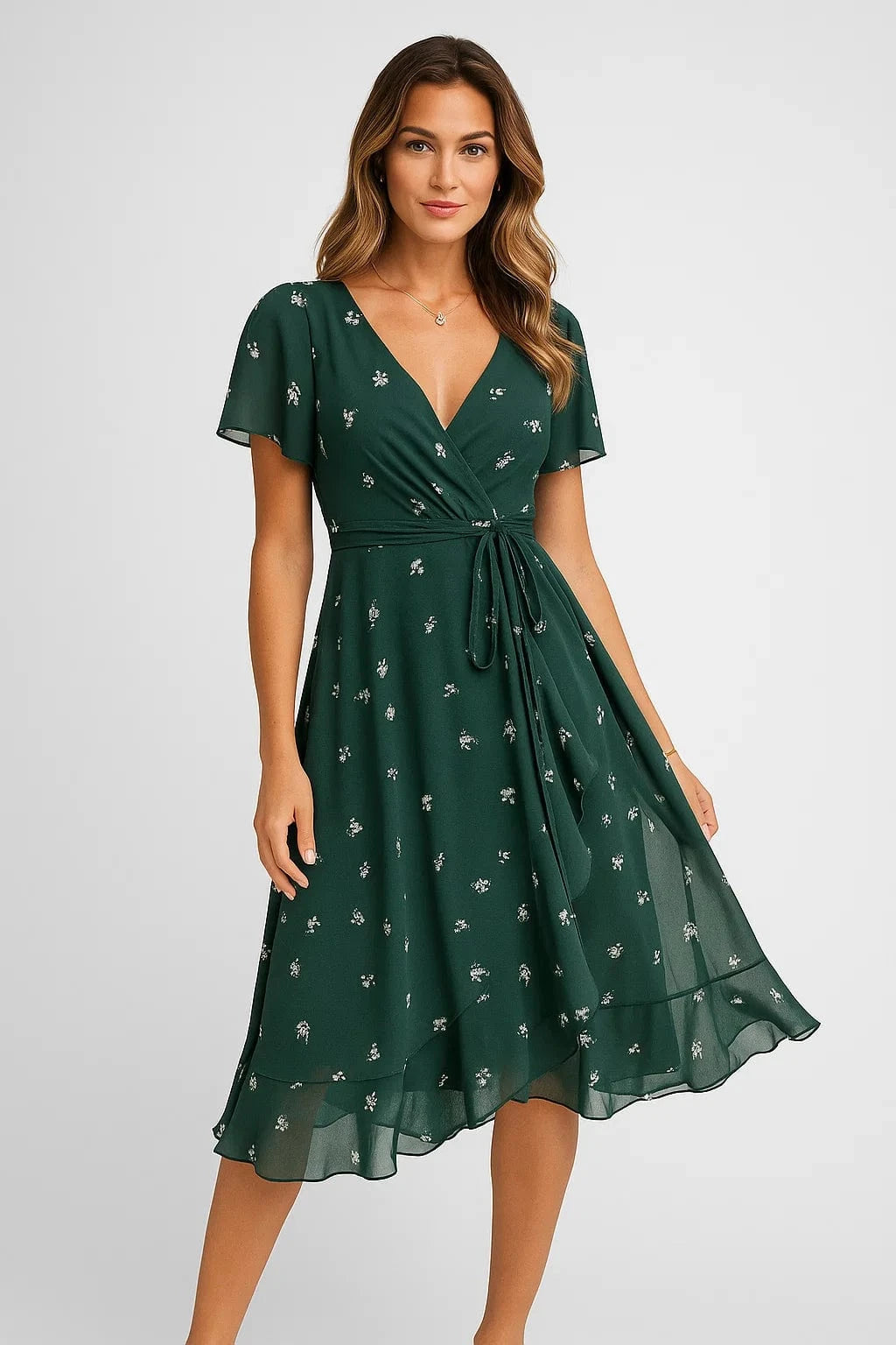 Primadon Kleider für Frauen Grün / XS Noemi elegantes Wickelkleid für Damen atmungsaktiv