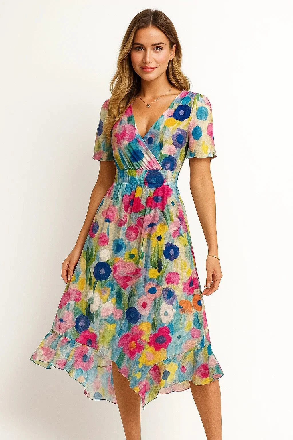 Primadon Kleider für Frauen Mehrfarbig / XS Noemi elegantes Wickelkleid für Damen atmungsaktiv
