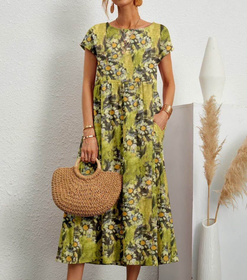 Primadon Kleider Gelb / S Joséphine | Elegantes Blumenkleid für Damen Sommer