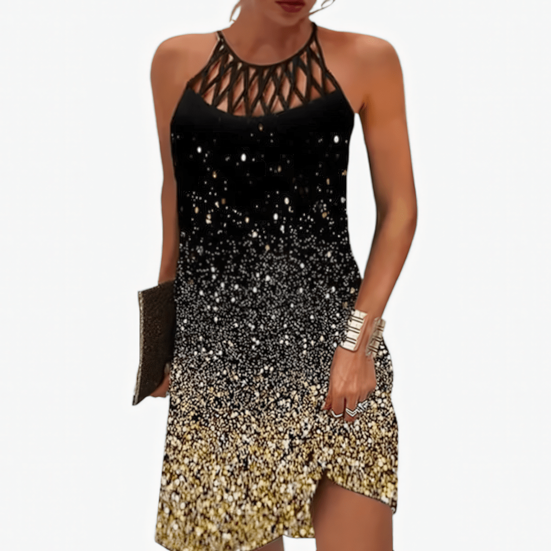 Primadon Kleider Gold / S Bela | lässiges Sommerkleid für Damen Grafikdruck