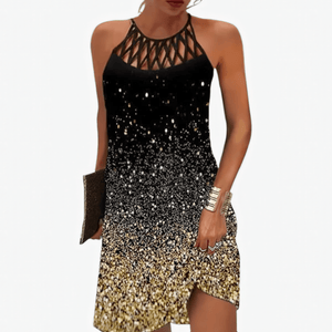 Primadon Kleider Gold / S Bela | lässiges Sommerkleid für Damen Grafikdruck