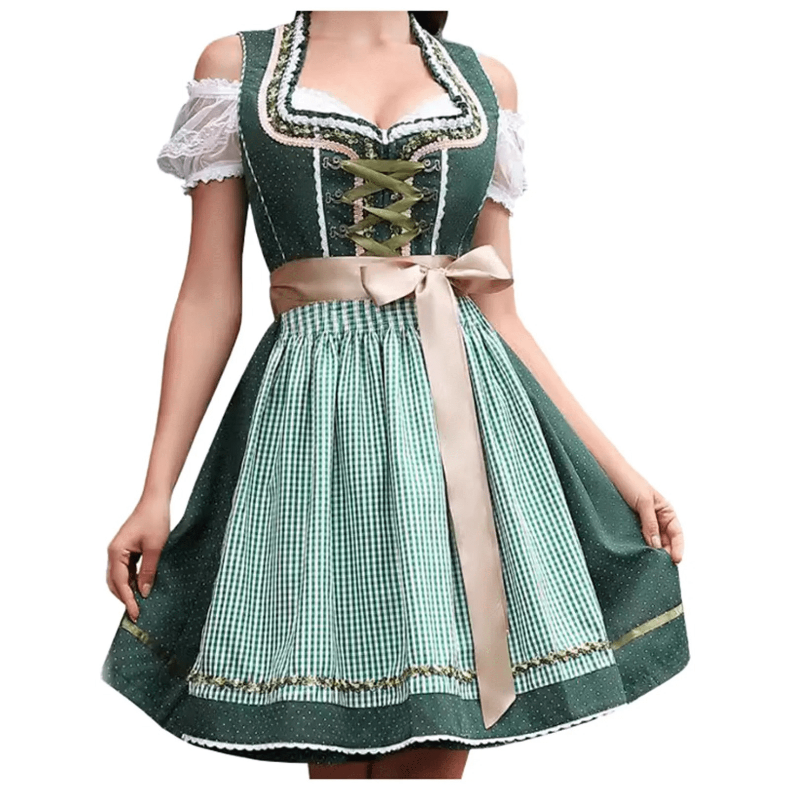 Primadon Kleider Grün / S Johanna | Elegantes Trachtenkleid für Damen Oktoberfest
