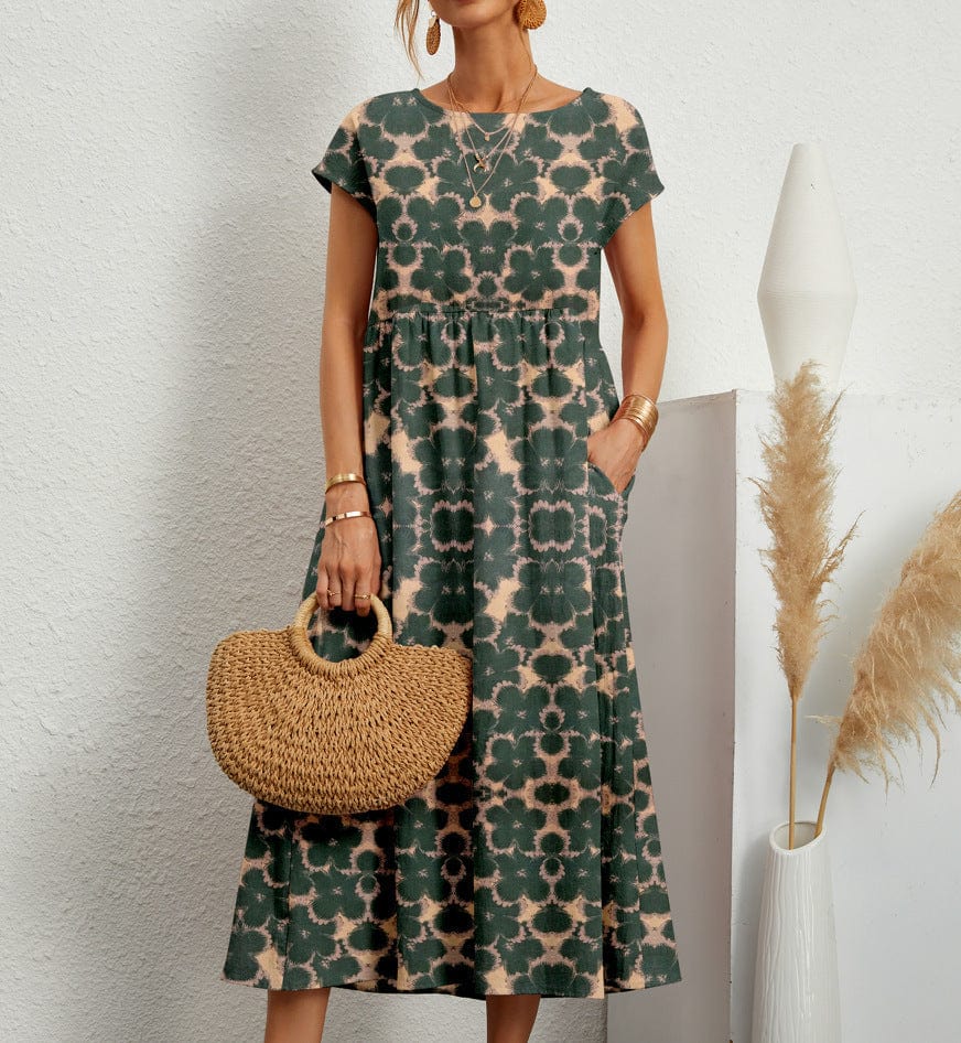 Primadon Kleider Grün / S Joséphine | Elegantes Blumenkleid für Damen Sommer