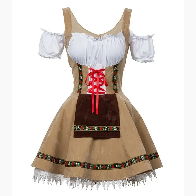 Primadon Kleider Khaki / S Clara | Elegantes Dirndl Kleid für Damen Mini