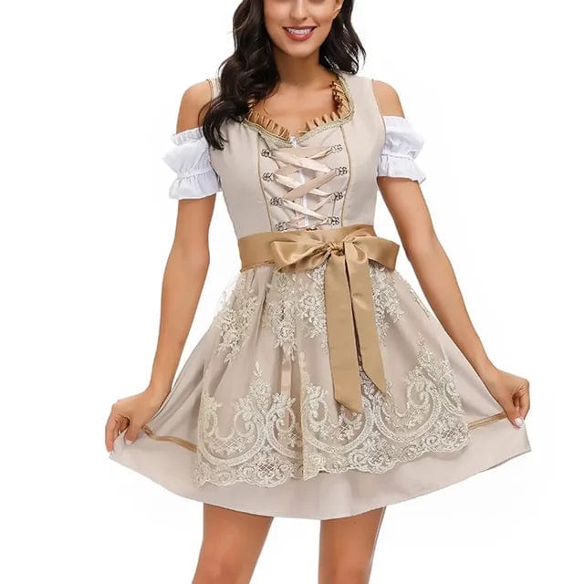 Primadon Kleider Khaki / S Clara | Elegantes Mini-Kleid für Damen festlich Baumwolle