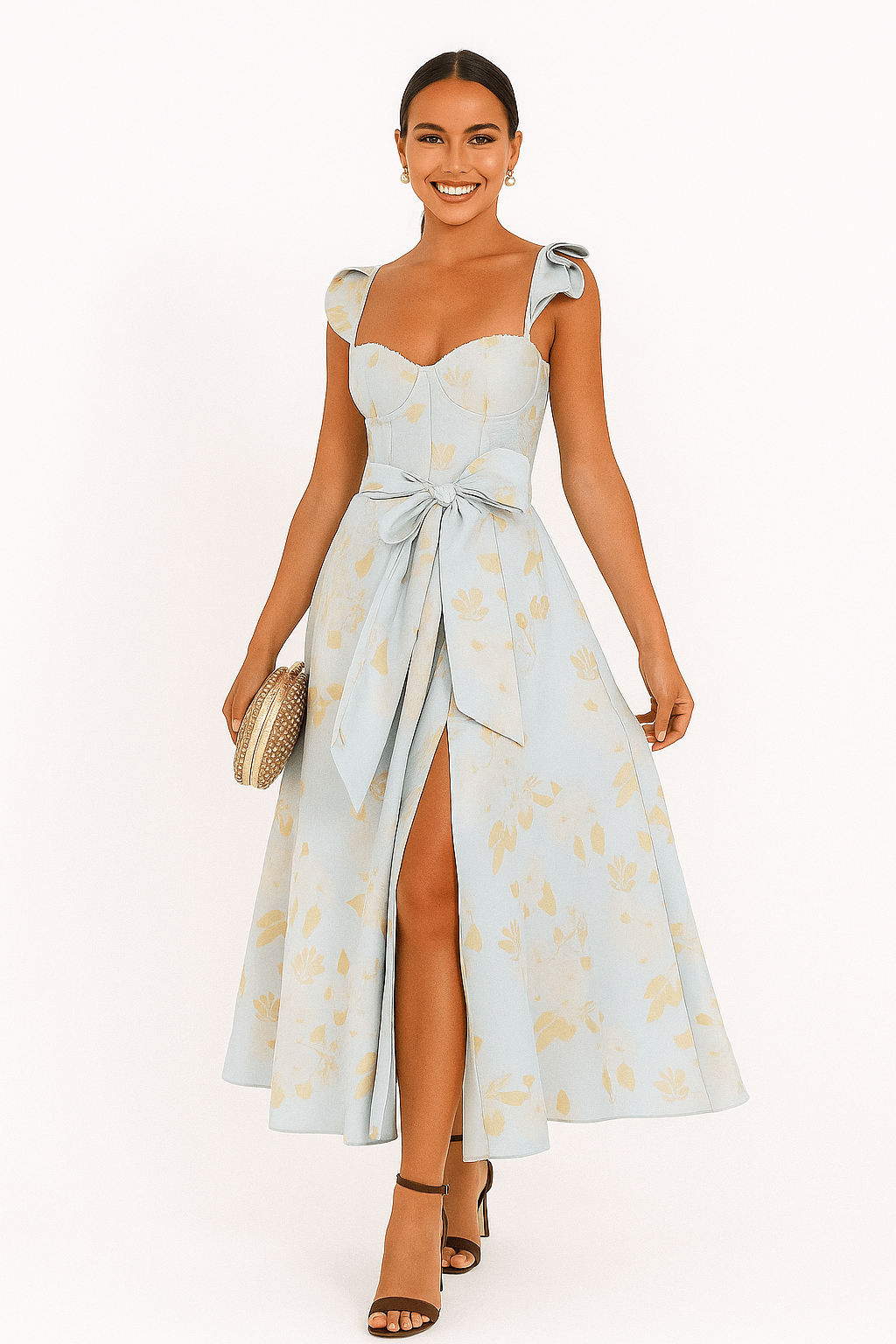 Primadon Kleider Livia elegantes Midi-Kleid für Damen Wickeldesign