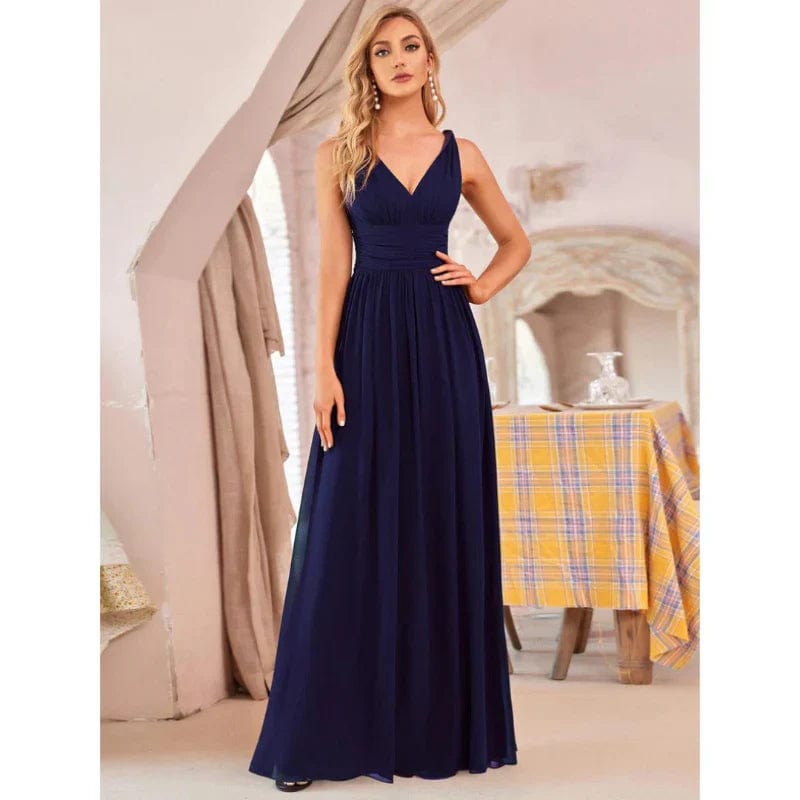 Primadon Kleider Marineblau / 32 Selina | fließendes Maxikleid für Damen ärmellos