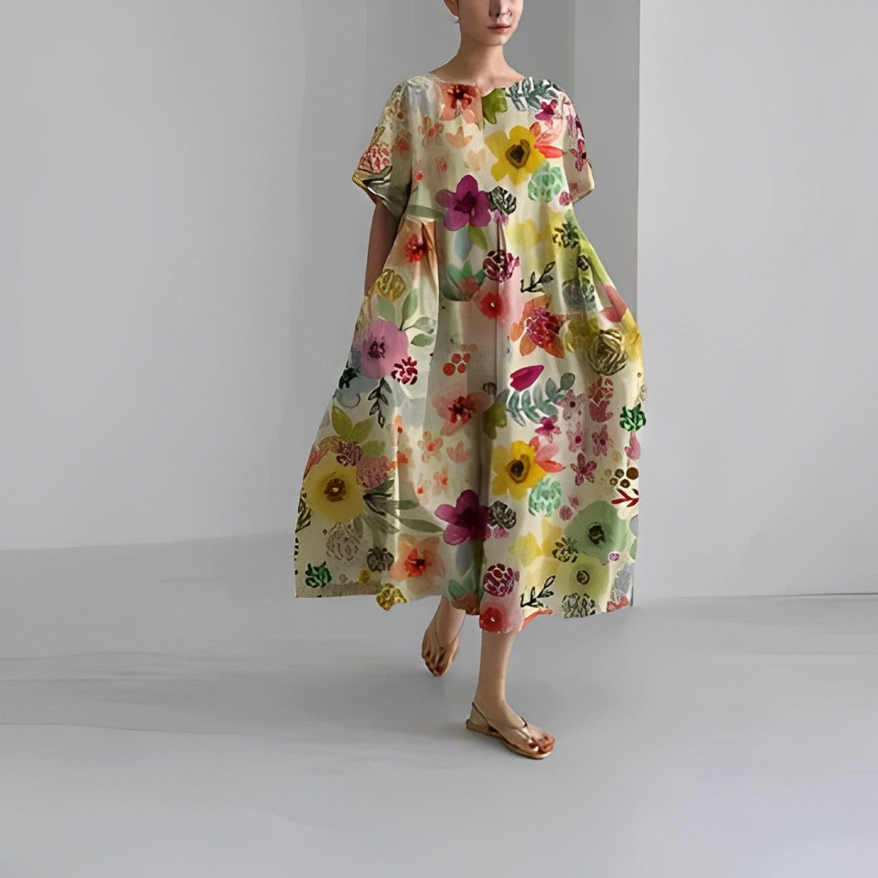 Primadon Kleider Mehrfarbig / S Ronja | Lässiges Bedrucktes Kleid für Damen Sommer