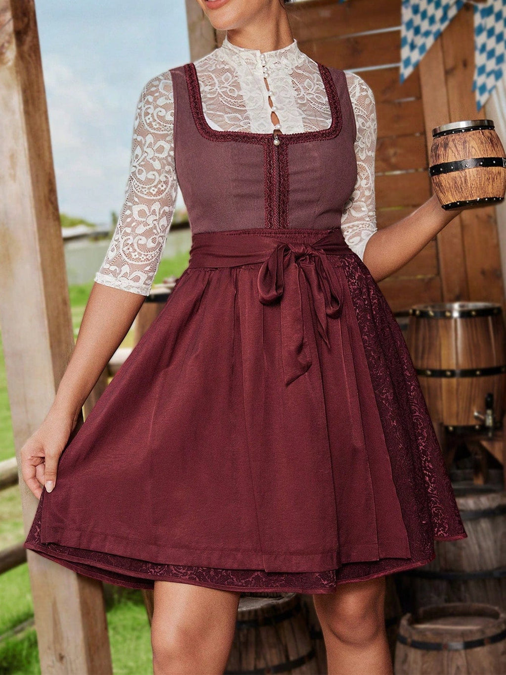 Primadon Kleider Nicole | Elegantes Dirndlkleid für Damen mit Spitze