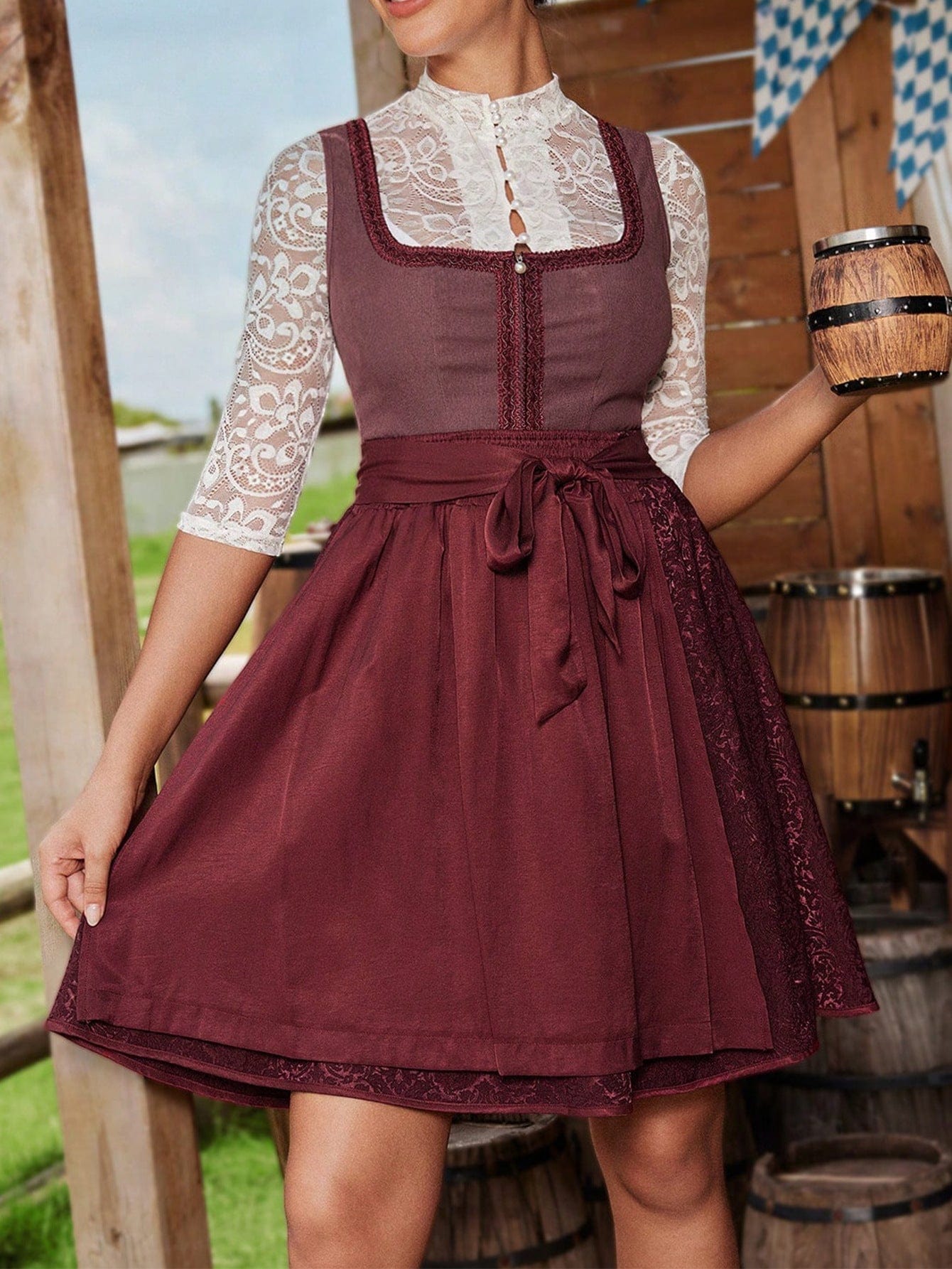 Primadon Kleider Nicole | Elegantes Dirndlkleid für Damen mit Spitze
