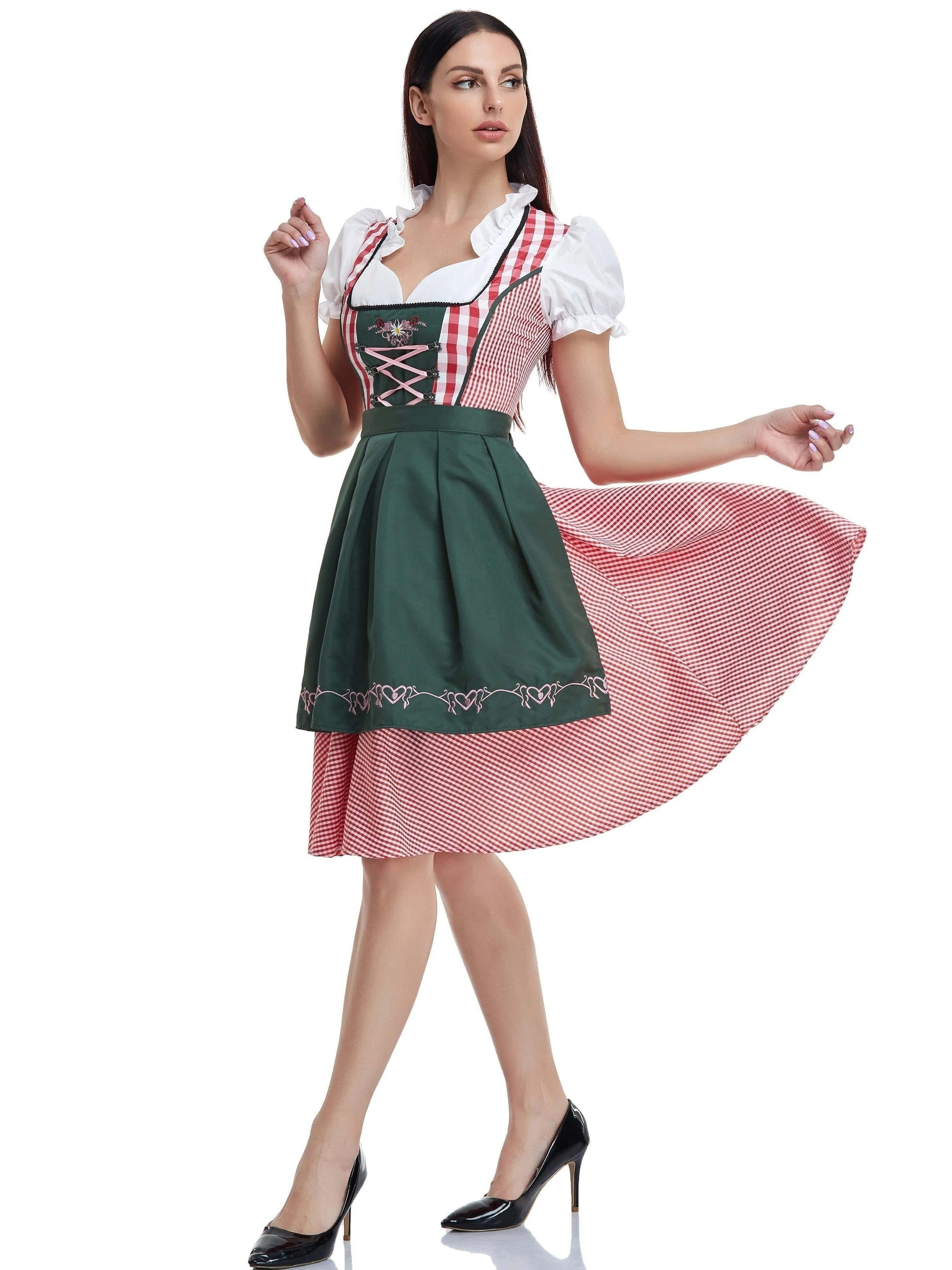 Primadon Kleider Olivgrün / XS Clara | Elegantes Dirndl Kleid für Damen Oktoberfest