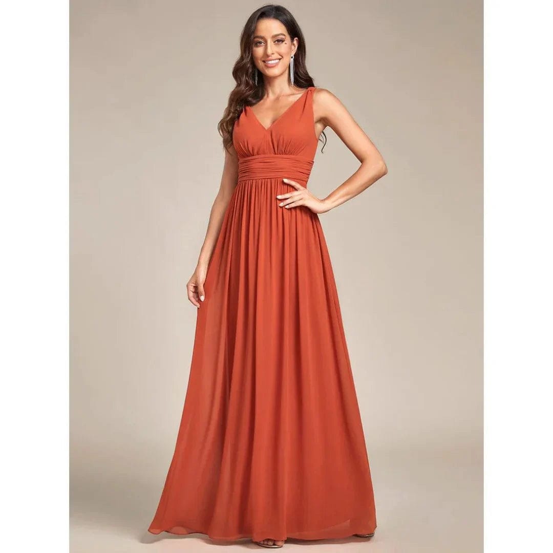 Primadon Kleider Orange / 32 Selina | fließendes Maxikleid für Damen ärmellos