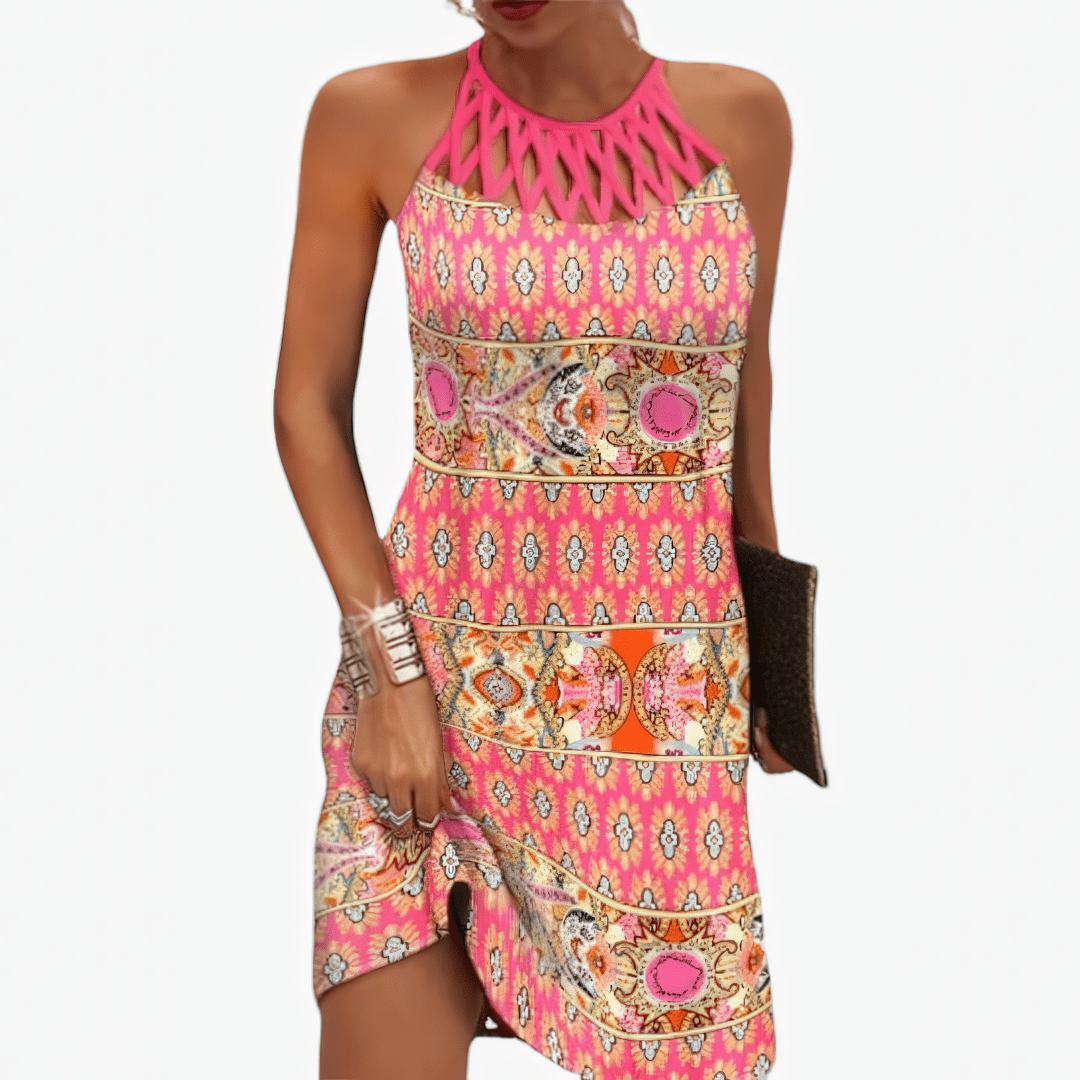 Primadon Kleider Rosa / S Bela | lässiges Sommerkleid für Damen Grafikdruck